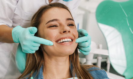 Woman smiling at Etobicoke dentist